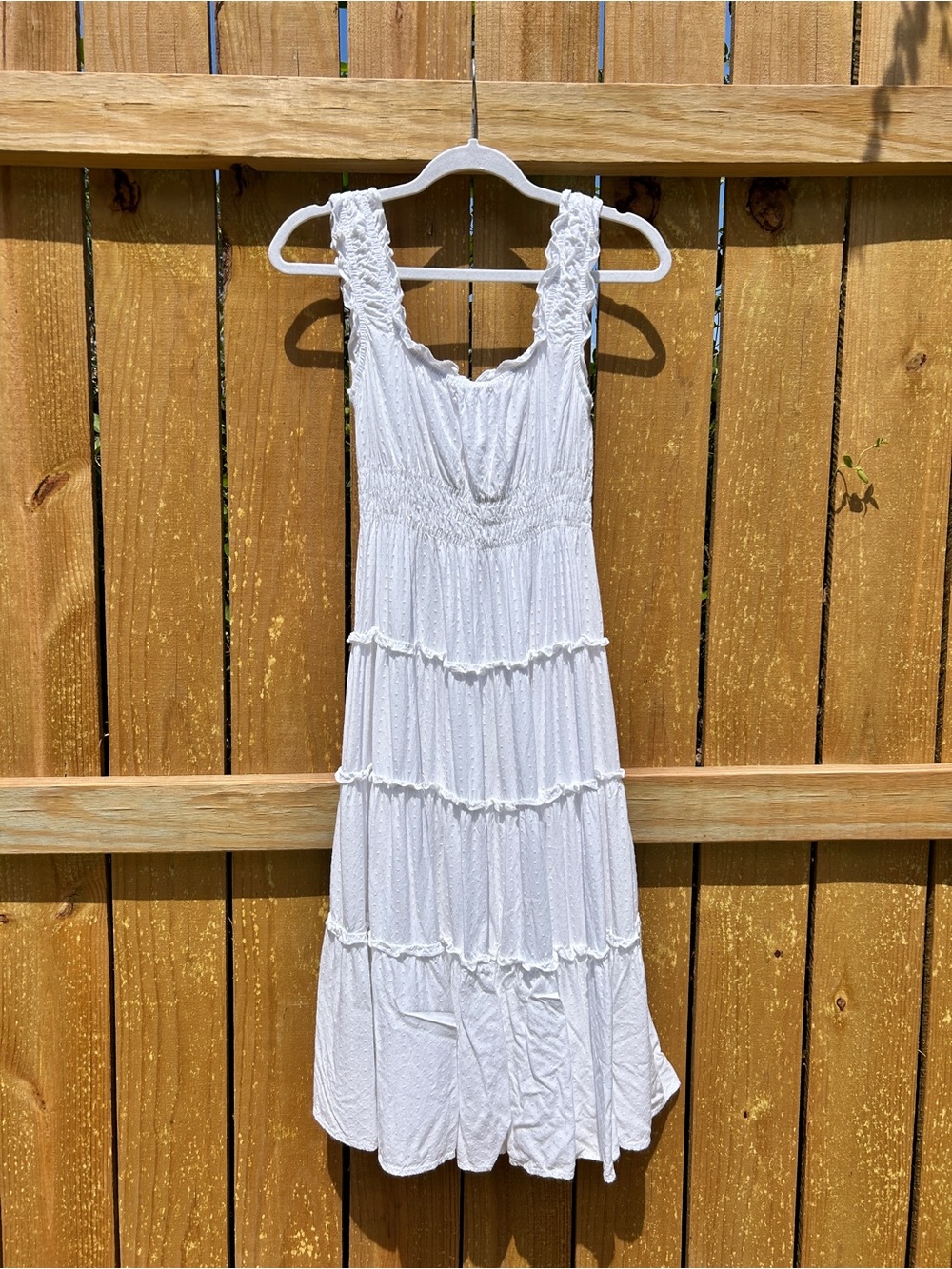 Lulus white tiered dress with ruffles XS